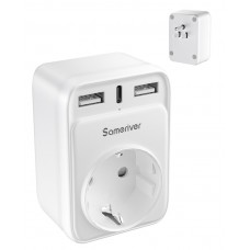 Travel Adaptor USA Adapter America Germany Plug 2USB 1USB C (3A), 4-in-1 Socket Adapter Travel Plug Power Adapter for USA Canada Thailand Mexico Wall Charger Charging Station USA Adapter Socket