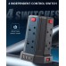 Tower Extension Lead with USB Slots 3M, (13A 3250W) 4 USB Ports and 8 Way Extension Tower, Surge Protection Extension Lead with 4 Independent Control Switch, Extension Cable for Home, Office, Kitchen
