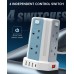 Tower Extension Lead with USB Slots 3M, (13A 3250W) 4 USB Ports and 8 Way Extension Tower, Surge Protection Extension Lead with 4 Independent Control Switch, Extension Cable for Home, Office, Kitchen