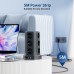 Torre Regletas Enchufes con Cable 5M, Regleta USB 12 Tomas de AC Corrientes y 4 USB, 3680W/16A, Regreltas Vertical con Interruptor para Mesa, Oficia, Casa 