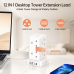 Tower Extension Lead with 4 USB Slots, 8 Way Multi Plug Extension Tower with Surge Protection Extension Cord Switch [13A 3250W], 2M Extension Cable Power Strip for Home, Office, Bedroom.