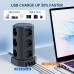 Torre Regletas Enchufes con Cable 5M, Regleta USB 12 Tomas de AC Corrientes y 4 USB, 3680W/16A, Regreltas Vertical con Interruptor para Mesa, Oficia, Casa 
