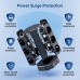 Torre Regletas Enchufes con Cable 5M, Regleta USB 12 Tomas de AC Corrientes y 4 USB, 3680W/16A, Regreltas Vertical con Interruptor para Mesa, Oficia, Casa 