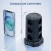 Torre Regletas Enchufes con Cable 5M, Regleta USB 12 Tomas de AC Corrientes y 4 USB, 3680W/16A, Regreltas Vertical con Interruptor para Mesa, Oficia, Casa 