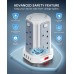 Tower Extension Lead with USB Slots 3M, (13A 3250W) 4 USB Ports and 8 Way Extension Tower, Surge Protection Extension Lead with 4 Independent Control Switch, Extension Cable for Home, Office, Kitchen