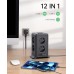 Multiple socket outlet with switch, Sameriver 8 compartment multiple socket strip with 4 USB, multiple plug surge protection, 2M extension cable socket tower for home, office